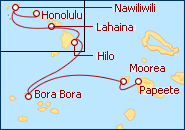 Voir l'itin�raire de la croisi�re Hawaii y Tahiti: Honolulu a Papeete 2013