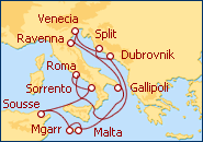 Voir l'itin�raire de la croisi�re Imperio Veneciano