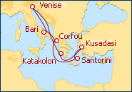 Voir l'itin�raire de la croisi�re Iles Grecques et Turquie