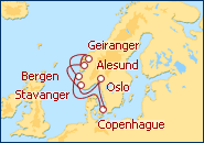 Voir l'itin�raire de la croisi�re Fjords Norv�giens 