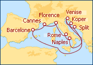 Voir l'itin�raire de la croisi�re Rivages Italiens