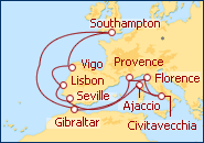 Voir l'itin�raire de la croisi�re M�diterran�e, Italie