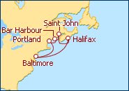 Voir l'itin�raire de la croisi�re Canada et Nouvelle Angleterre