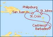 Voir l'itin�raire de la croisi�re Antilles