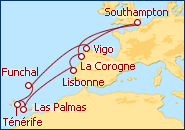 Voir l'itin�raire de la croisi�re Espagne et �les Canaries I