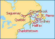 Voir l'itin�raire de la croisi�re Canada