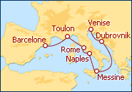 Voir l'itin�raire de la croisi�re Italie, France