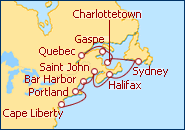 Voir l'itin�raire de la croisi�re Canada