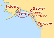 Voir l'itin�raire de la croisi�re Alaska - Du nord au sud