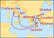 Voir l'itin�raire de la croisi�re Italie, Iles Grecques