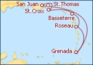 Voir l'itin�raire de la croisi�re Bermudes & Cara�bes
