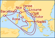 Voir l'itin�raire de la croisi�re Italie, M�diterran�e Orientale