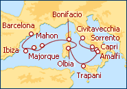 Voir l'itin�raire de la croisi�re Tr�sors M�diterran�ens