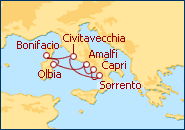 Voir l'itin�raire de la croisi�re Rivages italiens
