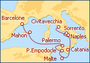 Voir l'itin�raire de la croisi�re Malte et Sicile