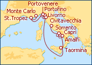 Voir l'itin�raire de la croisi�re French & Italian Riviera