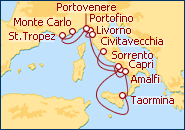 Voir l'itin�raire de la croisi�re Rivieras Francaise et Italienne