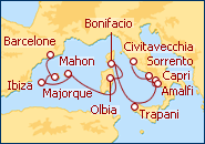 Voir l'itin�raire de la croisi�re Les Iles De La M�diterran�e