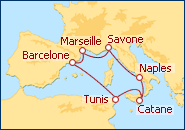 Voir l'itin�raire de la croisi�re La Dolce Vita I
