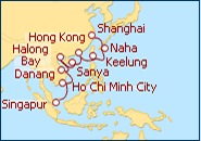 Voir l'itin�raire de la croisi�re Japon, Chine, Vietnam, Singapour