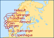 Voir l'itin�raire de la croisi�re Europe du Nord et Fjords II