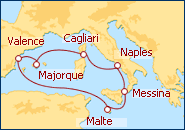Voir l'itin�raire de la croisi�re L�gendes de M�diterran�e  