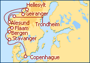 Voir l'itin�raire de la croisi�re Europe du Nord et Fjords