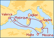 Voir l'itin�raire de la croisi�re L�gendes de M�diterran�e II