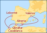 Voir l'itin�raire de la croisi�re De Portugal � Valence