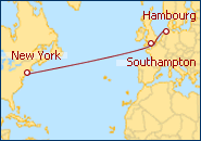 Voir l'itin�raire de la croisi�re Transatlantique New York/Hambourg