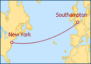 Voir l'itin�raire de la croisi�re Transatlantique Southampton/New York