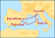 Voir l'itin�raire de la croisi�re Espagne, France