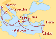 Voir l'itin�raire de la croisi�re Civilisations antiques