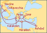 Voir l'itin�raire de la croisi�re Gr�ce, Turquie, Israel, Egypte