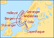 Voir l'itin�raire de la croisi�re Terres des vikings