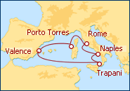 Voir l'itin�raire de la croisi�re M�diterran�e Calide II