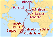 Voir l'itin�raire de la croisi�re Transatlantique V