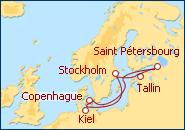 Voir l'itin�raire de la croisi�re Su�de, Estonie, Russie, Danemark, Allemagne
