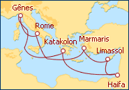 Voir l'itin�raire de la croisi�re Italie, Egypte, Chypre, Isra�l, Gr�ce