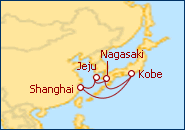 Voir l'itin�raire de la croisi�re Chine,Japon Cor�e du Sud
