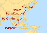 Voir l'itin�raire de la croisi�re Singapour, Vietnam et Chine