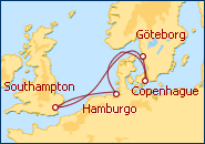 Voir l'itin�raire de la croisi�re Southampton, Hambourg