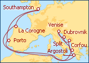 Voir l'itin�raire de la croisi�re Merveilles de l�Adriatique