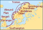 Voir l'itin�raire de la croisi�re Des Fjords au Cap Nord II