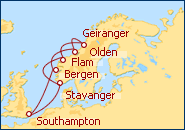 Voir l'itin�raire de la croisi�re Fjords Norv�giens