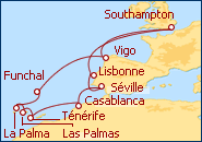 Voir l'itin�raire de la croisi�re Fin d�ann�e en Atlantique
