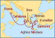 Voir l'itin�raire de la croisi�re Islas Griegas de Atenas a Roma
