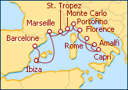 Voir l'itin�raire de la croisi�re C�te d�Azur