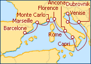 Voir l'itin�raire de la croisi�re M�diterran�e