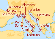 Voir l'itin�raire de la croisi�re Interludio Italiano